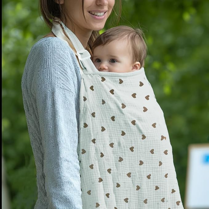 Muslin Nursing Covers for Breastfeeding, Arch Neckline Breast Feeding Covers - Image 8