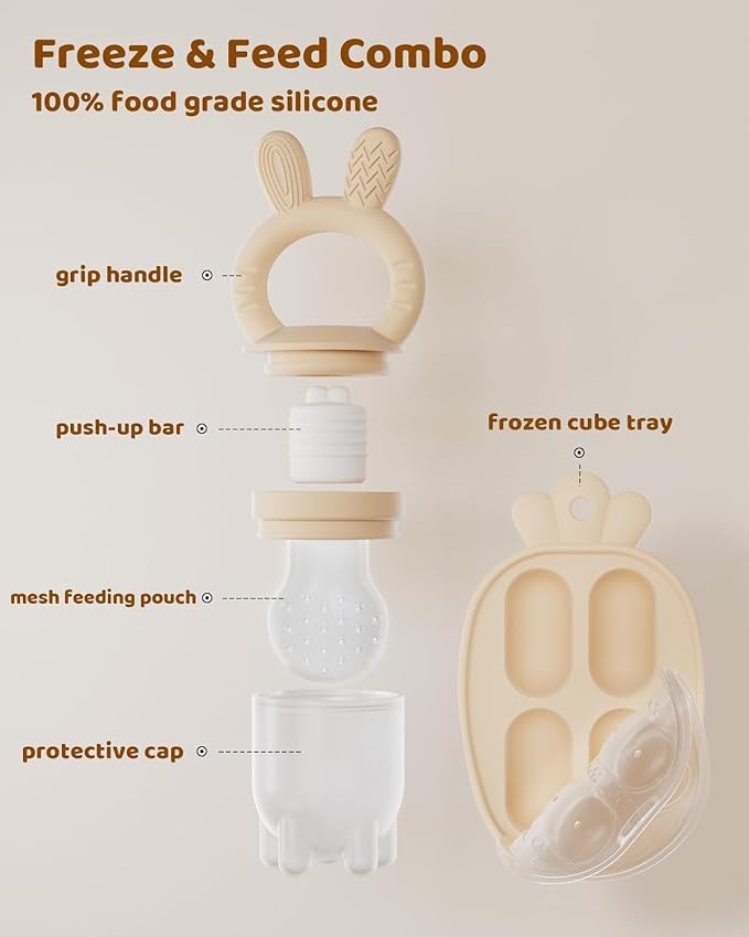 2 Packs Baby Fruit Feeder & Freezer Tray Combo, Push Pop Baby Food Feeder to - Image 9