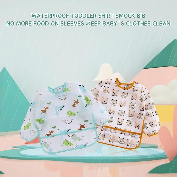 5 Pcs Long Sleeved Baby Toddler Bibs Waterproof Sleeved Bib 3-24 Months - Image 6