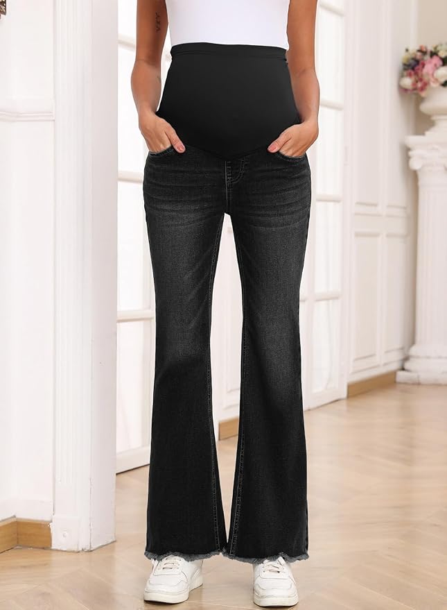 BLENCOT Maternity Jeans for Women Over Belly Pregnancy Pants Comfy Pregnant - Image 3