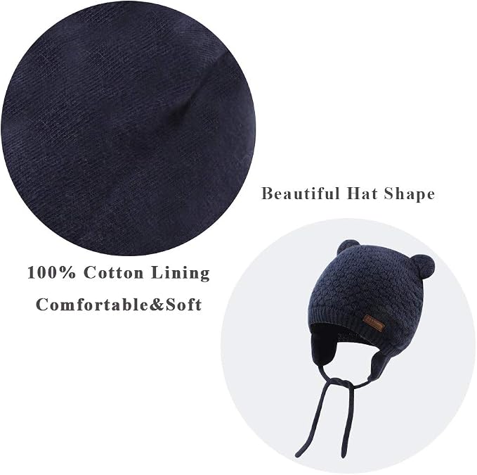 XIAOHAWANG Baby Hat Cute Bear Toddler Earflap Beanie Warm - Image 5