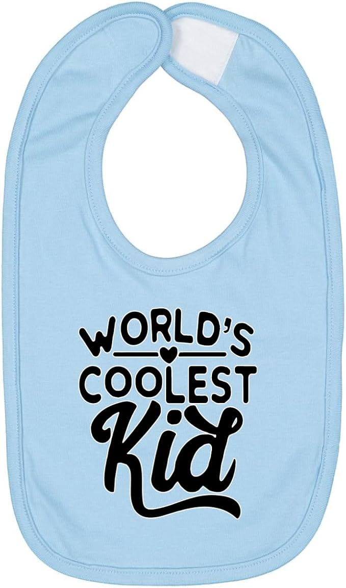 World's Coolest Kid Funny Cute Humor Infant Premium Jersey Baby Bib by WildBobby