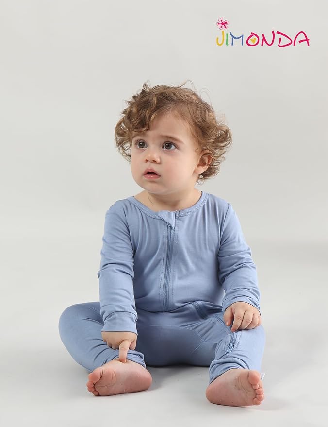 Jimonda Baby Footless Pajamas, Two Zip Closure Long Sleeve Romper, Infant - Image 4