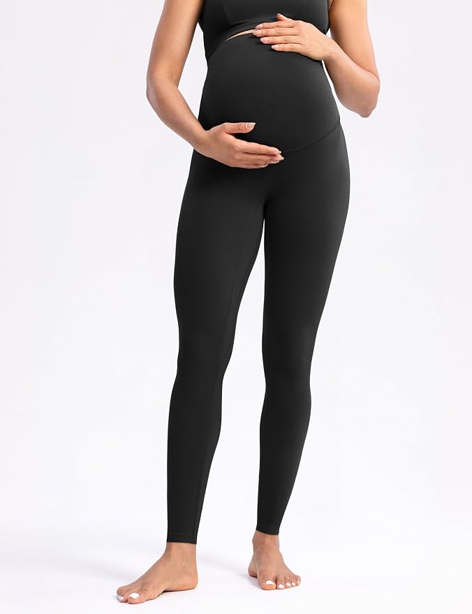 POSHDIVAH Women's Creamluxe Maternity Leggings 25"/28" Over The Belly Pregnancy - Image 3