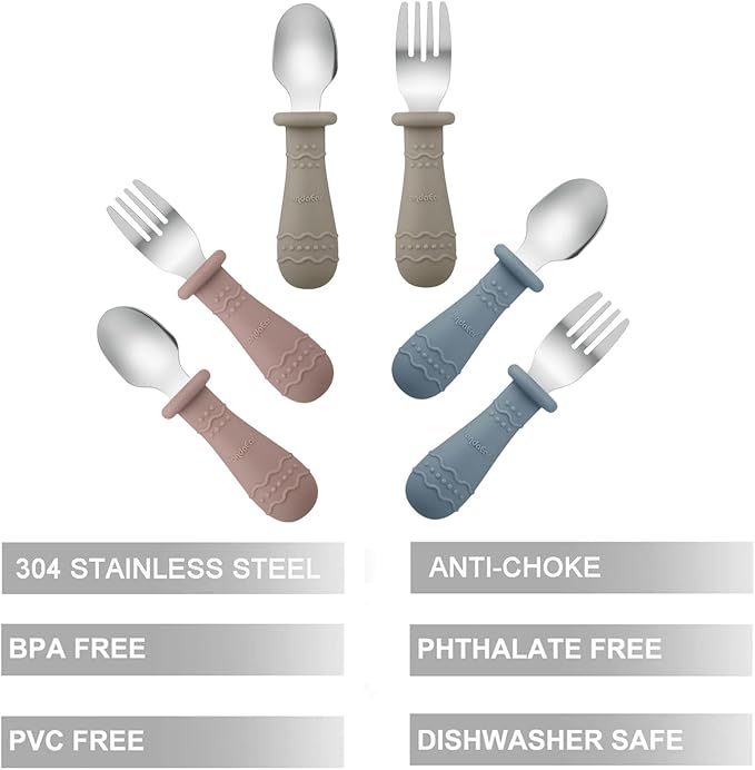 PandaEar Toddler Utensils, 6 Pack Kids Spoons and Forks, 18/8 Stainless Steel & - Image 2