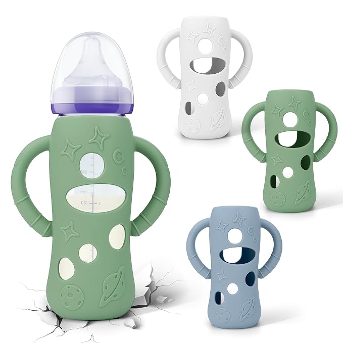 BUSOHA 3 Pack Silicone Sleeves for Lansinoh Glass Baby Bottles by BUSOHA