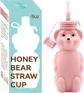 Honey Bear Silicone Straw Cup, Babies Water Drinking Cup, 8-Ounce Therapy Sippy by Mootikar
