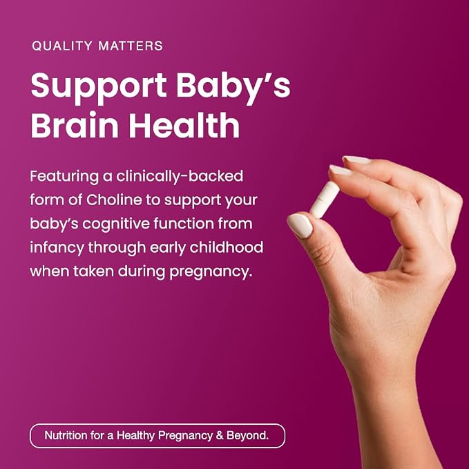 Prenatal Choline Supplements 550mg | 120 Capsules | Supports Baby’s Brain - Image 6