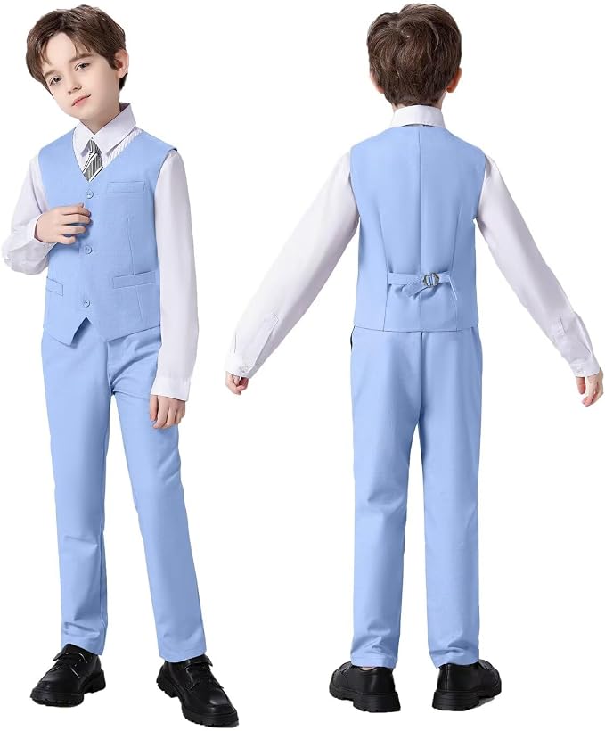 Boys Suit Set Slim Fit Kids Formal Suits Toddler Tuxedo Wedding Prom Classic - Image 6