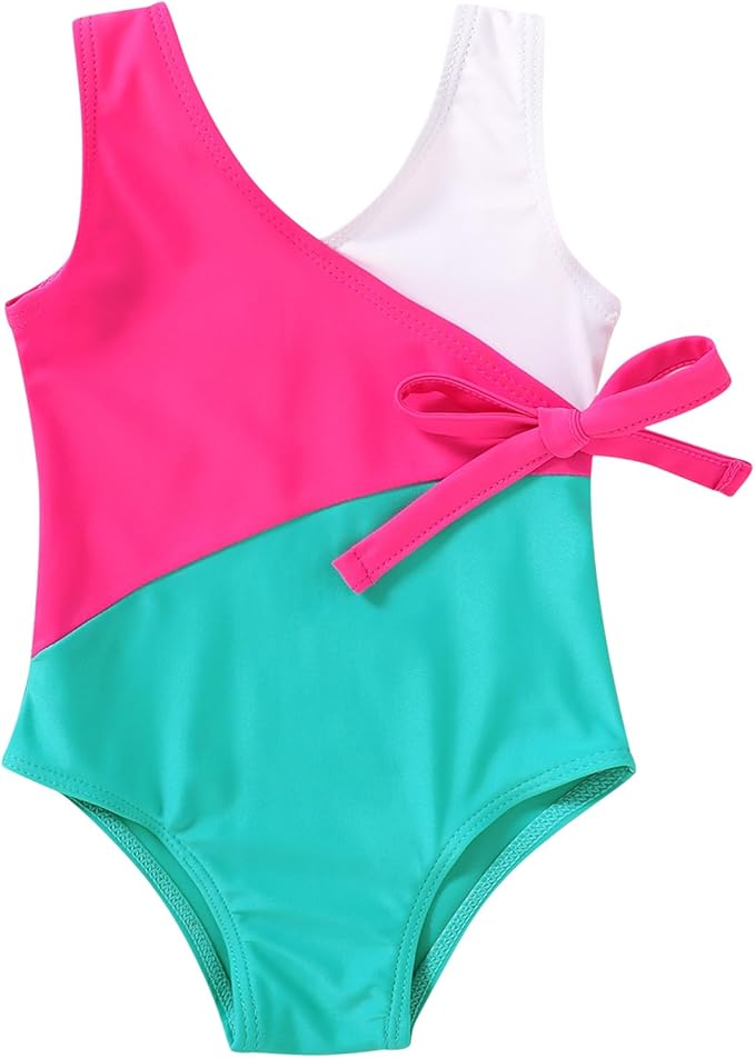 Happy Town Toddler Swimsuit Girl One Piece Bathing Suit Color Block Swimwear by HappyTown