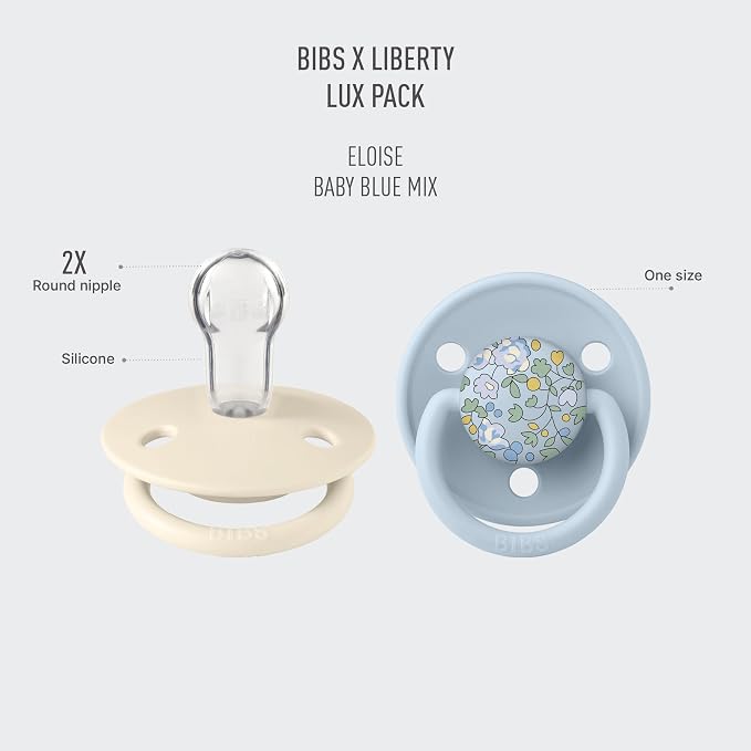 BIBS De Lux Liberty Soother 2-Pack, BPA Free Dummy Pacifier, Round Nipple. - Image 2