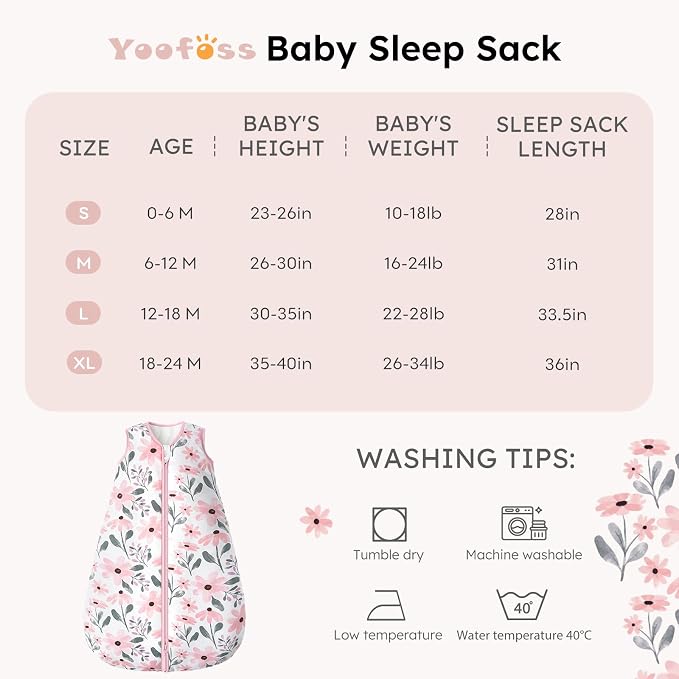 Yoofoss Baby Sleep Sack 6-12 Months, TOG 2.5 Baby Wearable Blanket - Image 6