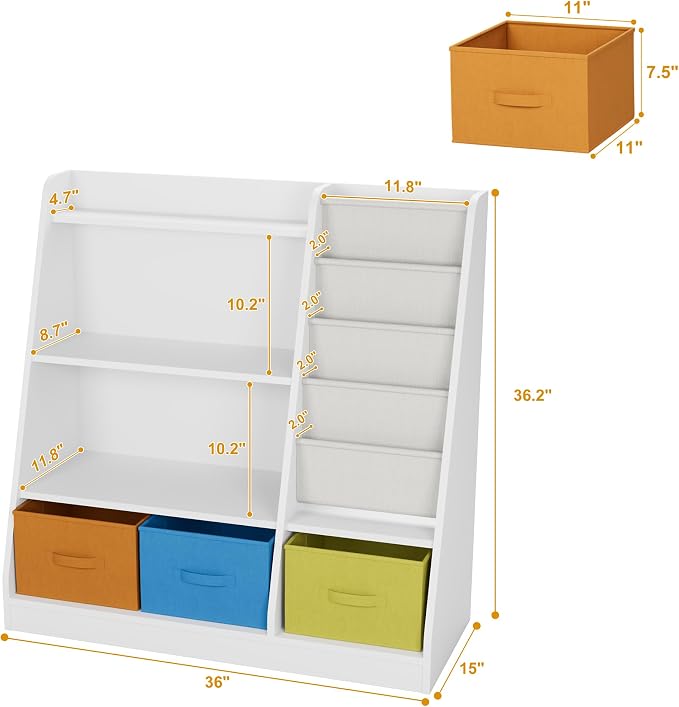 Kids Bookshelf Wood Montessori Toy Storage Organizer Cabinet Shelf Child - Image 8