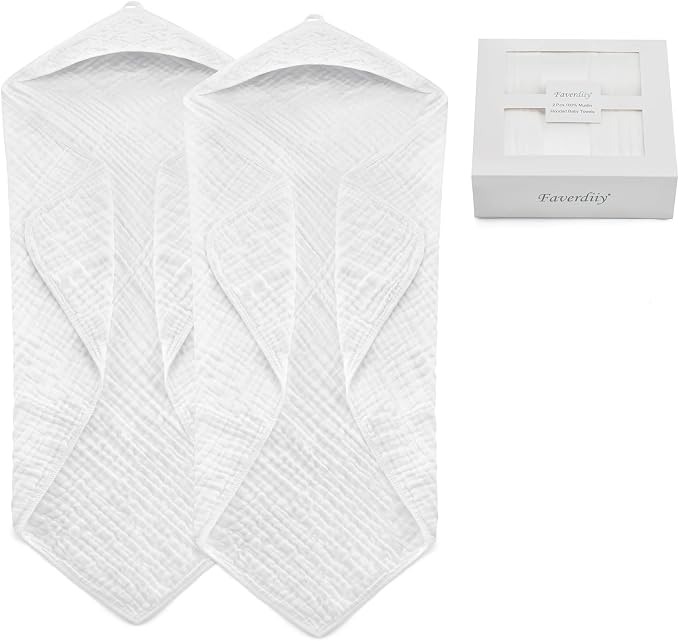 Hooded Baby Towels for Newborn, 2 Pack 100% Muslin Cotton Baby Bath Towel - Image 7