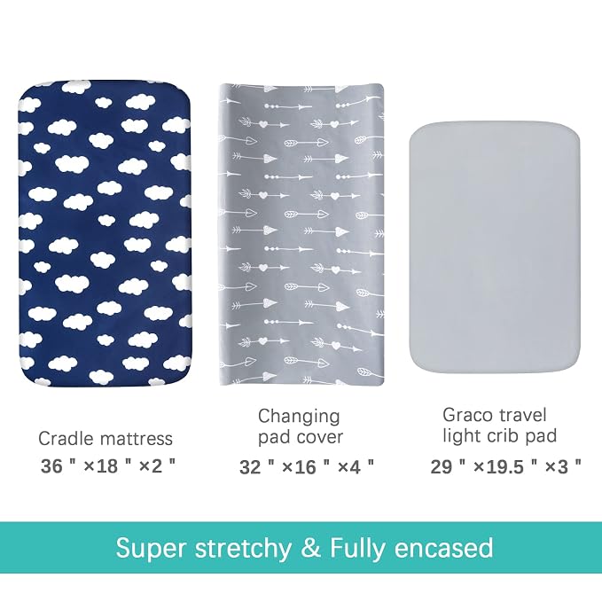 Changing Pad Cover, Diaper Changing Pad Covers 4 Pack, Fitted Baby Changing - Image 2