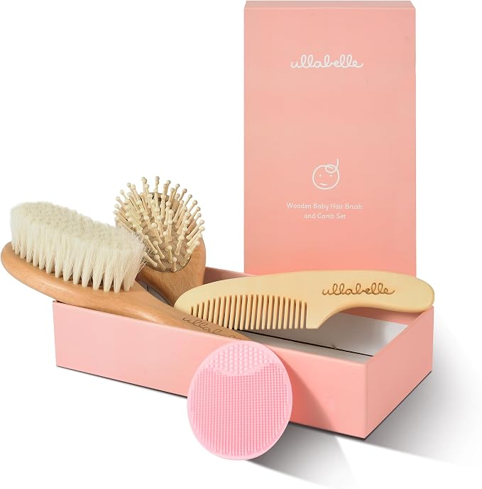 Ullabelle 4 Piece Wooden Baby Hair Brush and Comb Set by ullabelle