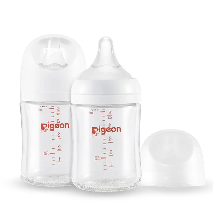 Pigeon Glass Nursing Bottle Wide Neck, Anti-Colic, Streamlined Body, Natural by PIGEON