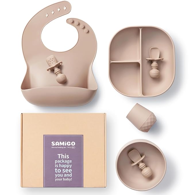 SAMiGO Silicone Baby Feeding Set, Baby Led Weaning Supplies, Suction Bowl Plate by SAMiGO