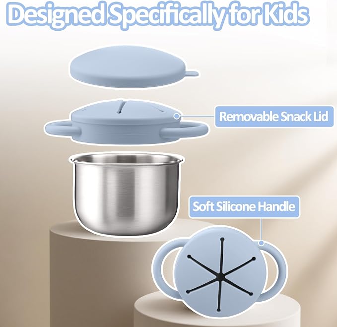 BUSOHA 2 Pack Stainless Steel Toddler Snack Cups - 9 OZ Spill-Proof Baby Snack - Image 4