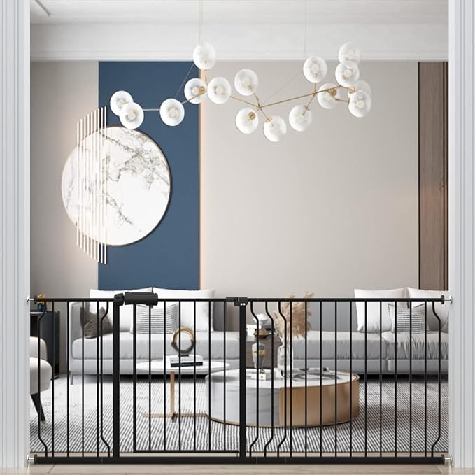 WAOWAO Baby Gate 76.38-81.10" Extra Wide Pressure Mounted Walk Through Swing by WAOWAOBABYSAFETYPRODUCTS