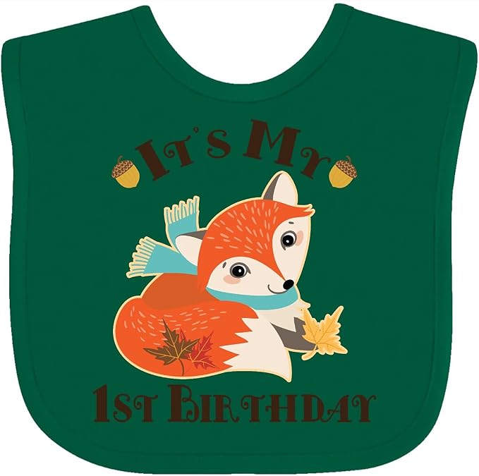 inktastic 1st Birthday Woodland Fox Baby Bib by Inktastic