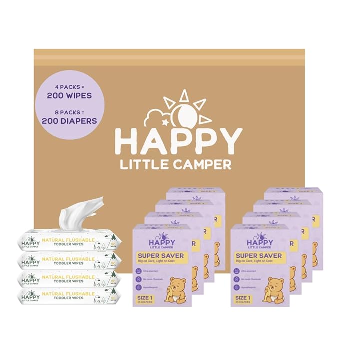 Happy Little Camper Ultra-Absorbent Natural Baby Diapers Size 1 by HappyLittleCamper