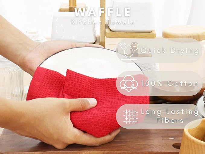 PurpleEssences Waffle Weave Kitchen Towel, 100% Cotton - Image 2