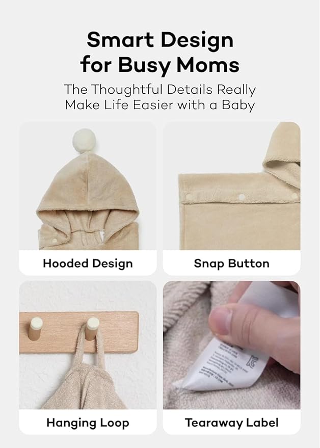 Konny Baby Hooded Towel Plush Thick & Cozy Soft-Touch Absorbent Rayon from - Image 4