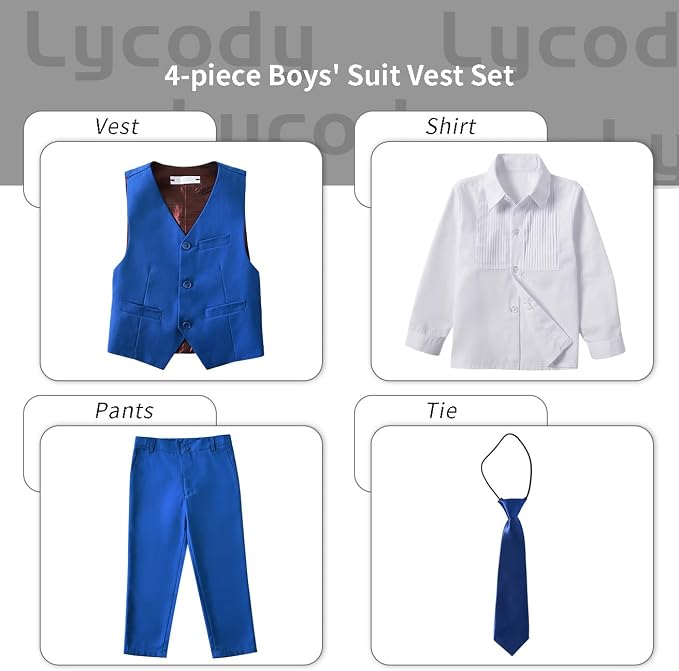 Boys Vest Set Formal Dress Suits Wedding Outfit Dresswear - Image 2
