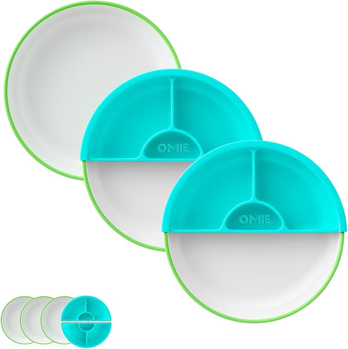 Omie® Easy Scoop Plates for Kids | Unique Design Helps Food Fall into the Spoon by Omie