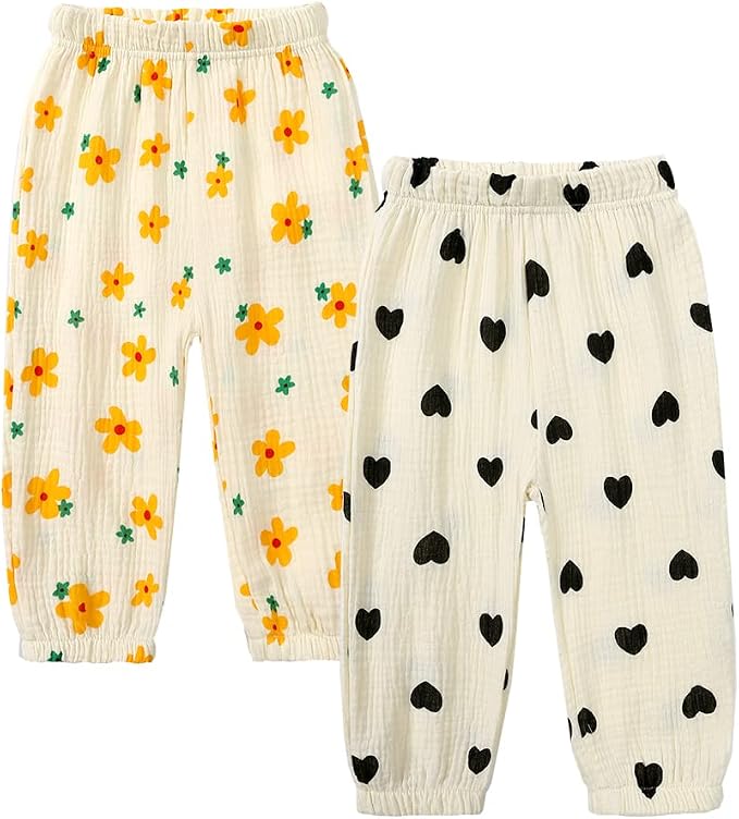 MYGBCPJS Baby Boys Girls Cotton Linen Trousers Kids Casual Ankle Pants Loose by MYGBCPJS