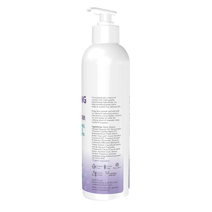 NOW Baby, Nourishing Lotion, Calming Lavender, Paraben Free, 8 Fluid Ounces - Image 2