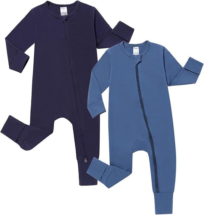 JunNeng 2 Pack Footless Long/Short Sleeve Baby Romper by JunNeng