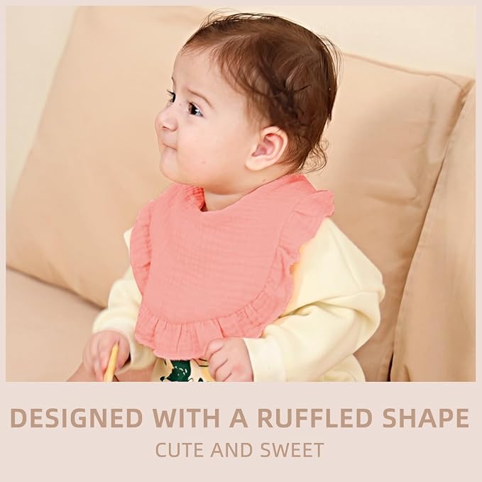 Muslin Baby Bibs for Baby Girls, Muslin Bibs Drool Bandana Bibs - Image 2