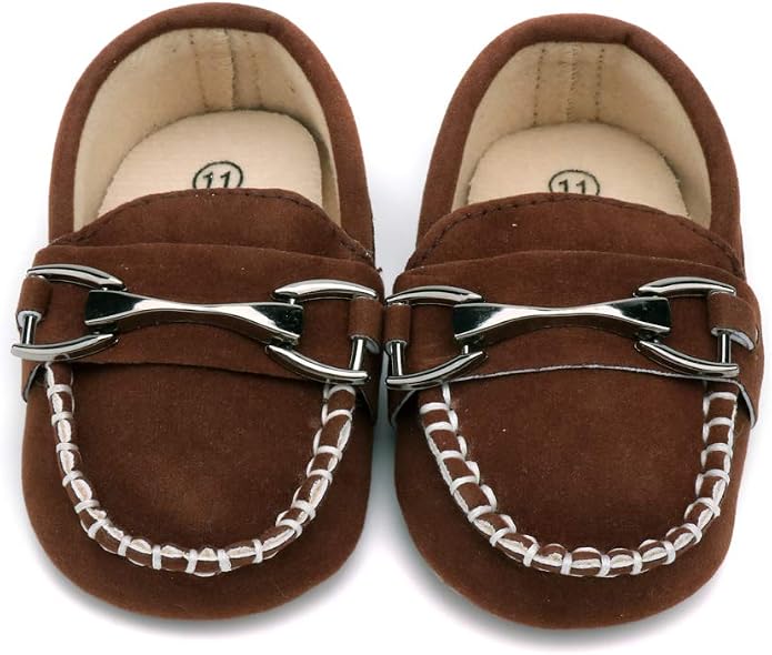 LONSOEN Baby Girls Boys Loafers Prewalker Dress Crib Shoes - Image 2