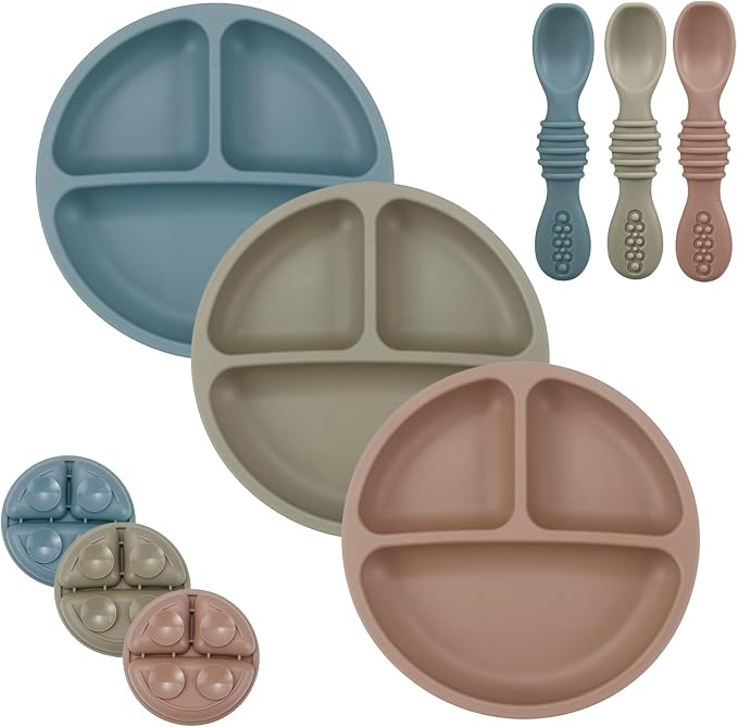 PandaEar Baby Feeding Set, 3 Pack Toddler Plates by PandaEar