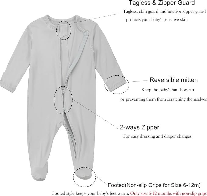 Aablexema Baby Footie Pajamas Zipper - Image 4