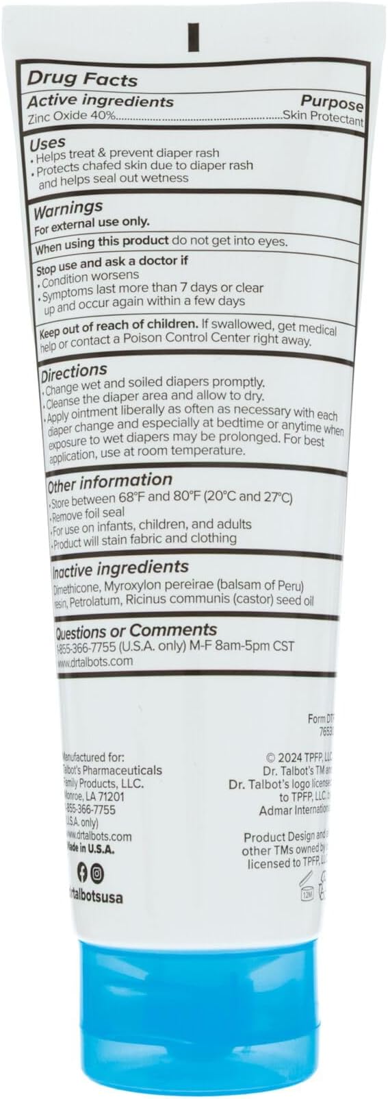 Dr. Talbot's Maximum Strength Diaper Rash Ointment - 4 oz - Zinc Oxide Skin - Image 8