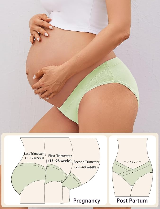 Molasus Cotton Crossover Maternity Underwear Under Bump Pregnancy Bikinis - Image 4