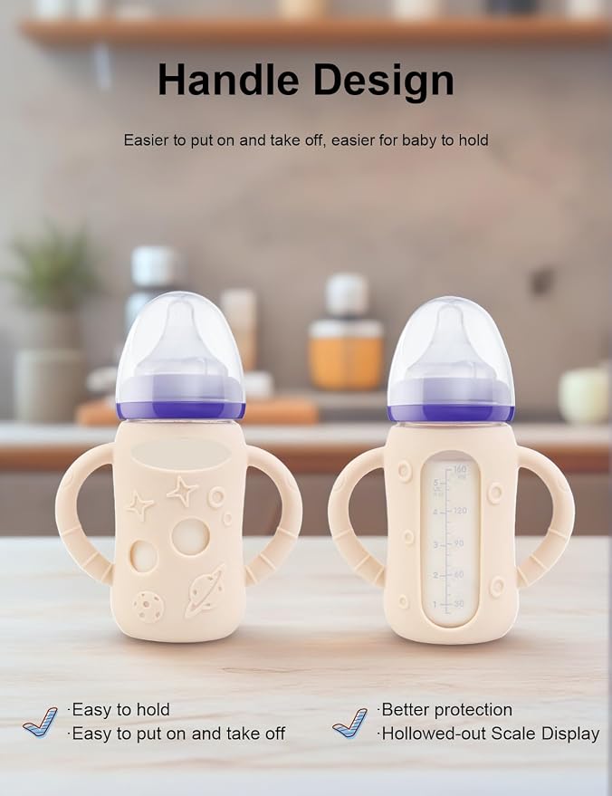 ZCH 4-Pack Silicone Sleeves for Lansinoh Glass Bottles, BPA-Free Drop-Resistant - Image 4