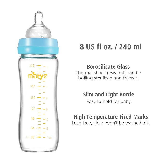 Matyz 8 Ounce Glass Baby Feeding Bottle - Image 3