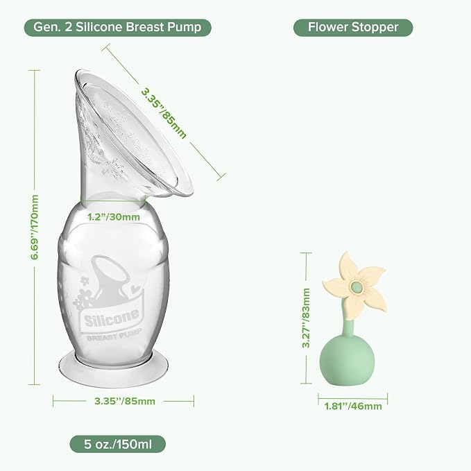 haakaa Manual Breast Pump with Flower Stopper Set, Gen.2 Silicone Hand Pump - Image 8