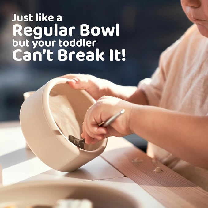 APLAINR Silicone Baby/Toddler Plate and Bowl Bundle, Oat Cream - Image 8