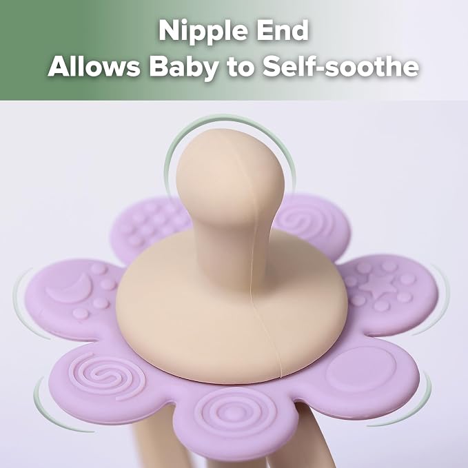 haakaa Silicone Twin Flower Teether, Nipple-Shaped End - Image 4
