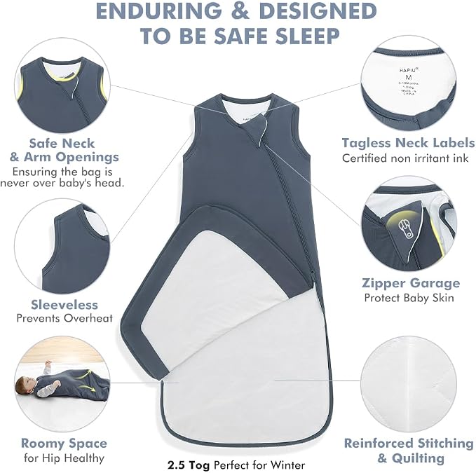 HAPIU Rayon Made from Bamboo Winter Baby Sleep Sack 2.5 TOG, 2-Way Zipper YKK - Image 4
