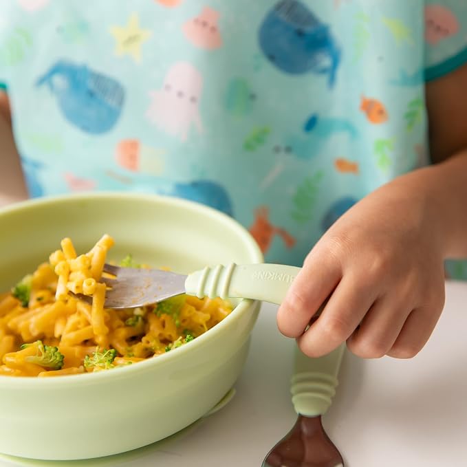 Bumkins Toddler Utensils, Kids Size Fork and Spoon Set, Silicone and - Image 3