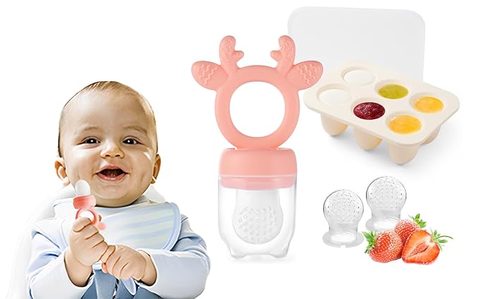 Baby Fruit Food Feeder with Breastmilk Popsicle Molds, Teething Toys Silicone - Image 3