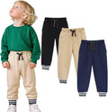 HILEELANG Toddler Boys Cotton Jogger Sweatpants 3 Pack, Soft Adjust Elastic by HILEELANG