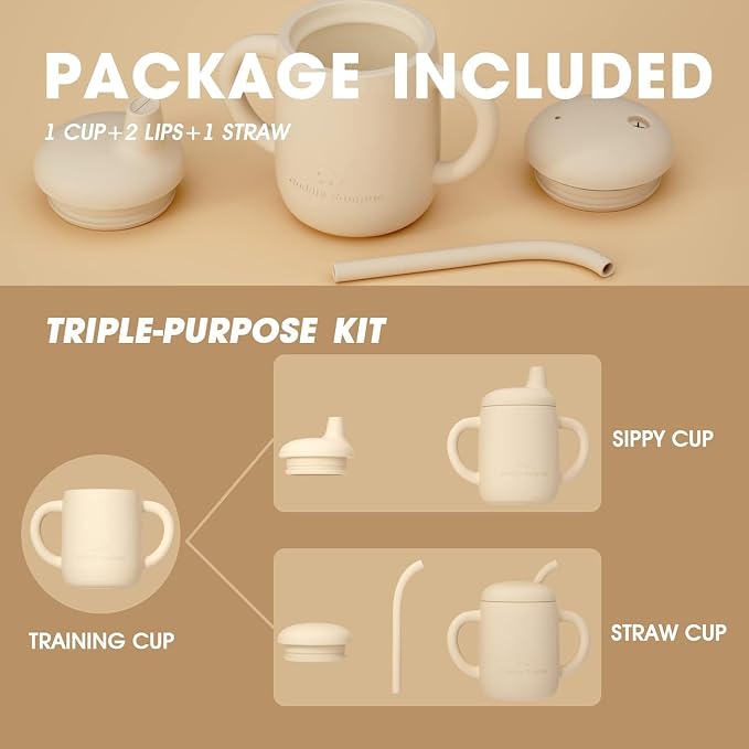 Cuddle Campus Sippy Cups 7OZ, Baby Cups, Shatterproof Silicone Straw Cup - Image 2