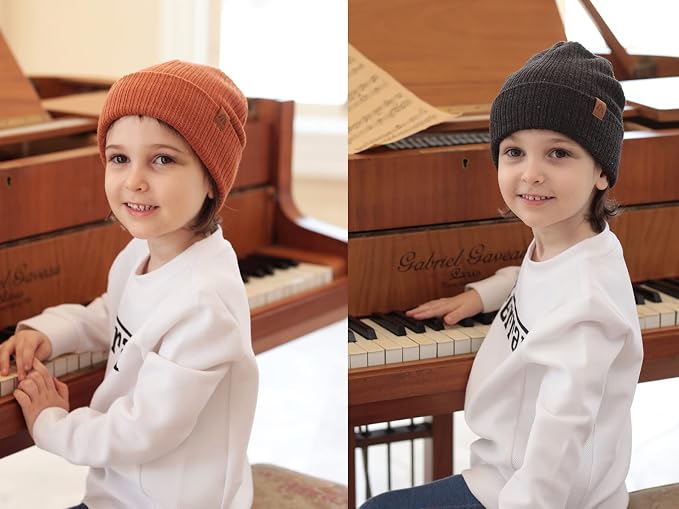 Moon Kitty 2PCS Baby Beanie Soft Toddler Beanie Warm Knitted Infant Winter Hats - Image 2